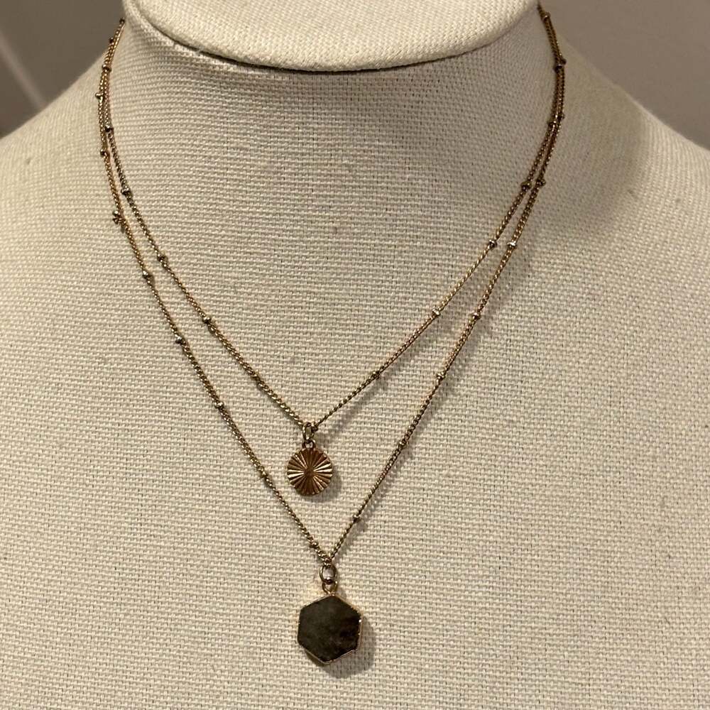 Vince Camuto Rose Gold Tone Multi Strand Stone Layered Necklace